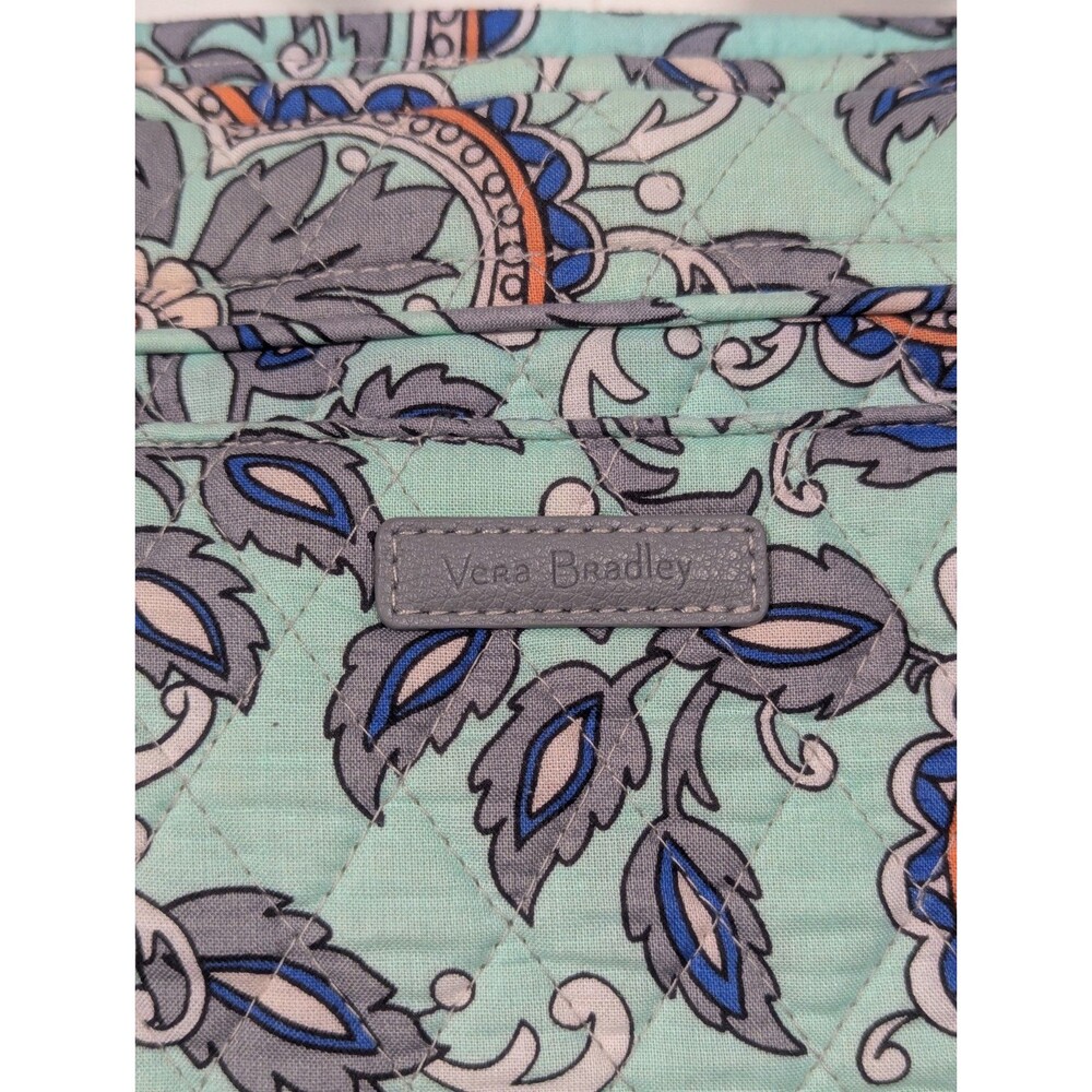 Vera Bradley Tote Bag "Fan Flowers" Mint Green Paisley Print - Picture 2 of 8